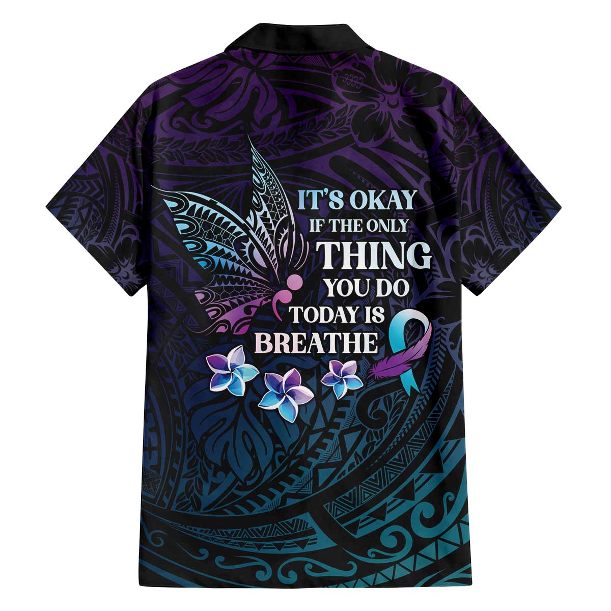 Polynesia Suicide Prevention Awareness Family Matching Off The Shoulder Long Sleeve Dress and Hawaiian Shirt Keep Going The World Needs You LT05 - Polynesian Pride