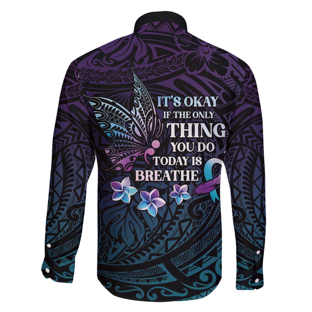 Polynesia Suicide Prevention Awareness Family Matching Off The Shoulder Long Sleeve Dress and Hawaiian Shirt Keep Going The World Needs You LT05 - Polynesian Pride