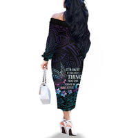 Polynesia Suicide Prevention Awareness Family Matching Off The Shoulder Long Sleeve Dress and Hawaiian Shirt Keep Going The World Needs You LT05 - Polynesian Pride