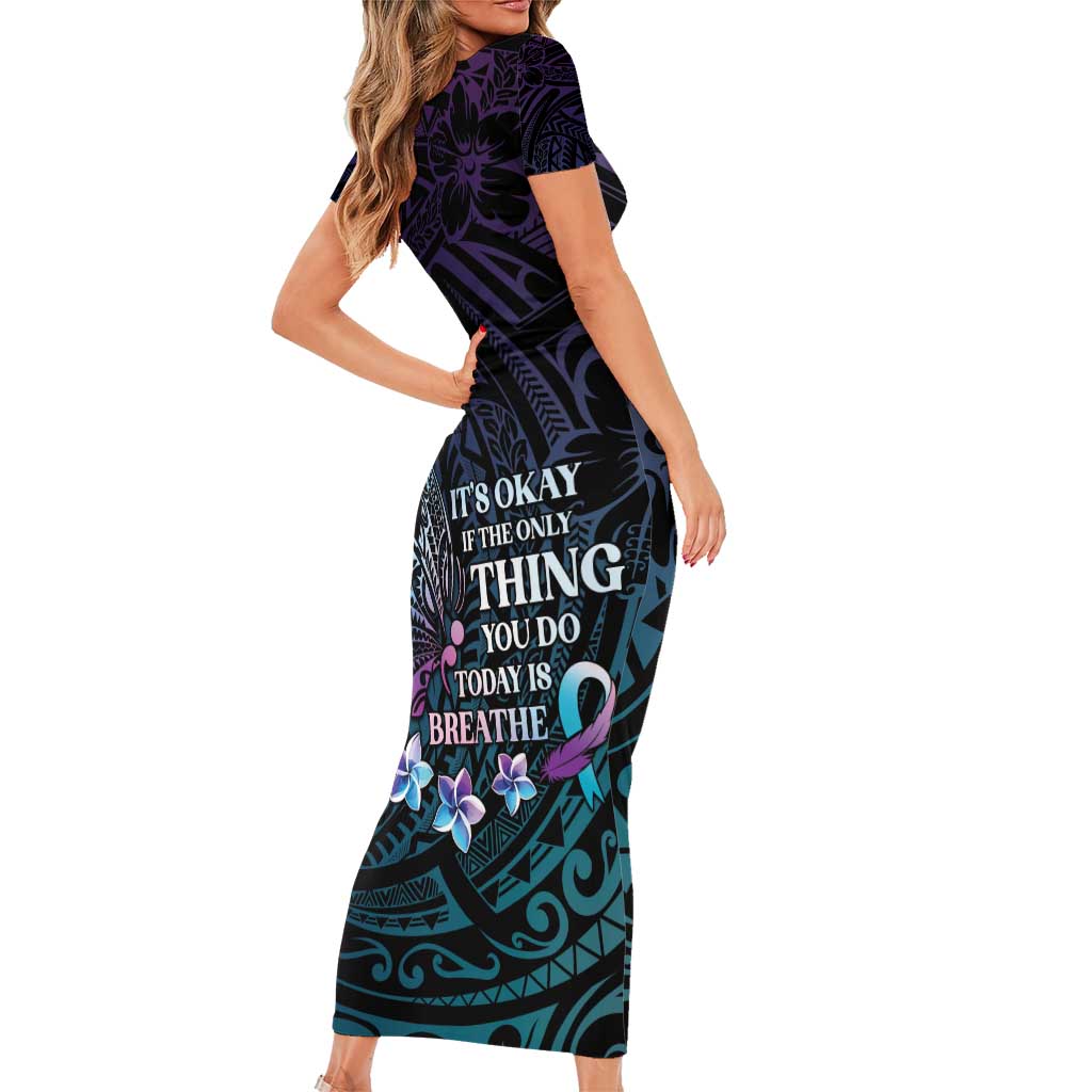 Polynesia Suicide Prevention Awareness Family Matching Short Sleeve Bodycon Dress and Hawaiian Shirt Keep Going The World Needs You LT05 - Polynesian Pride
