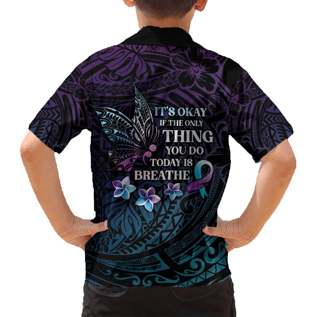Polynesia Suicide Prevention Awareness Family Matching Tank Maxi Dress and Hawaiian Shirt Keep Going The World Needs You