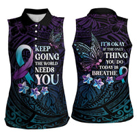 Polynesia Suicide Prevention Awareness Women Sleeveless Polo Shirt Keep Going The World Needs You LT05 - Polynesian Pride