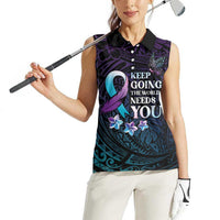 Polynesia Suicide Prevention Awareness Women Sleeveless Polo Shirt Keep Going The World Needs You LT05 - Polynesian Pride