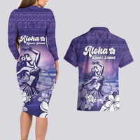 Aloha Hawaii Kauai Island Couples Matching Long Sleeve Bodycon Dress and Hawaiian Shirt Hula Till You Drop LT05 - Polynesian Pride
