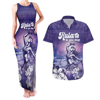 Aloha Hawaii Kauai Island Couples Matching Tank Maxi Dress and Hawaiian Shirt Hula Till You Drop LT05 Purple - Polynesian Pride