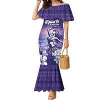 Aloha Hawaii Kauai Island Family Matching Mermaid Dress and Hawaiian Shirt Hula Till You Drop LT05 Mom's Dress Purple - Polynesian Pride