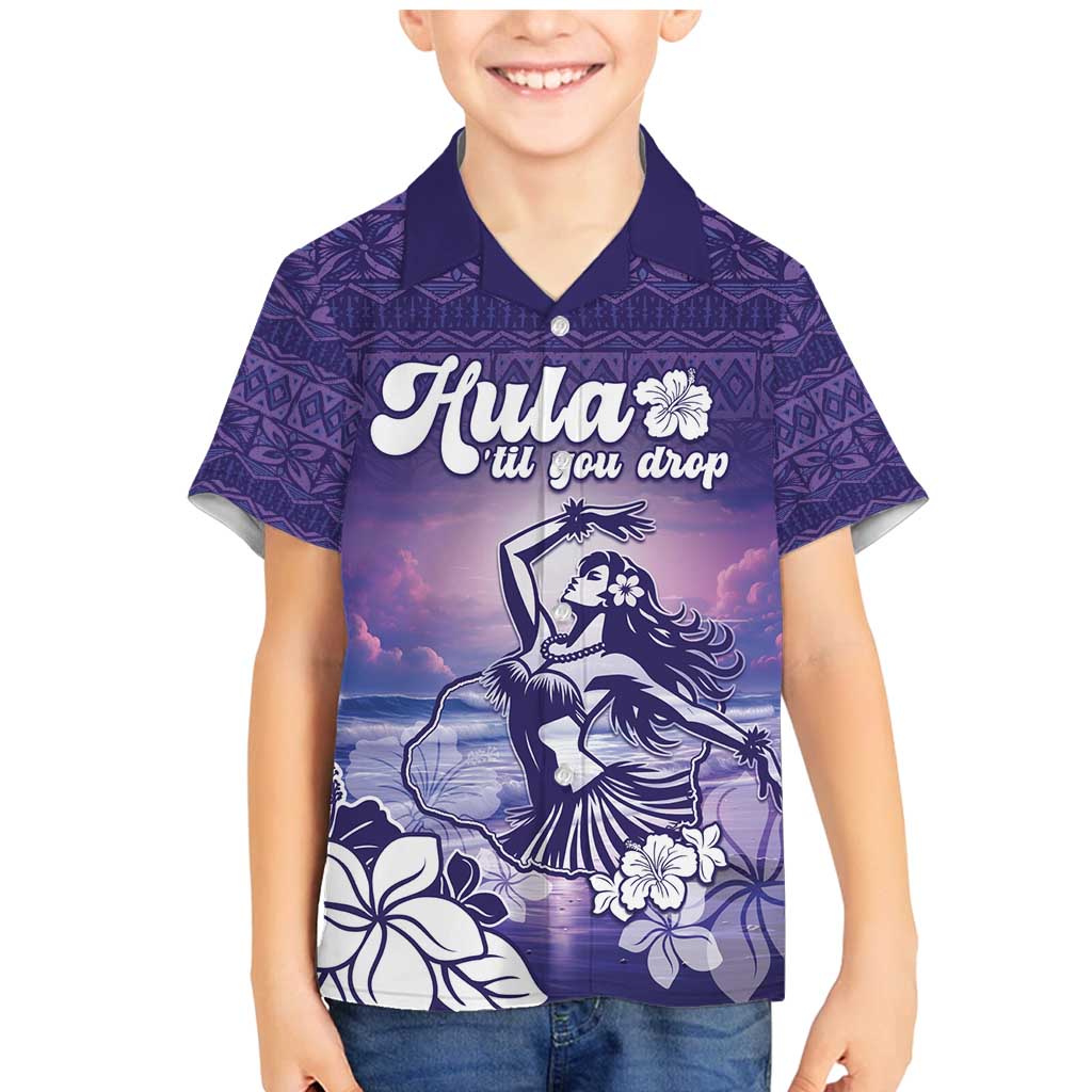 Aloha Hawaii Kauai Island Family Matching Mermaid Dress and Hawaiian Shirt Hula Till You Drop LT05 Son's Shirt Purple - Polynesian Pride