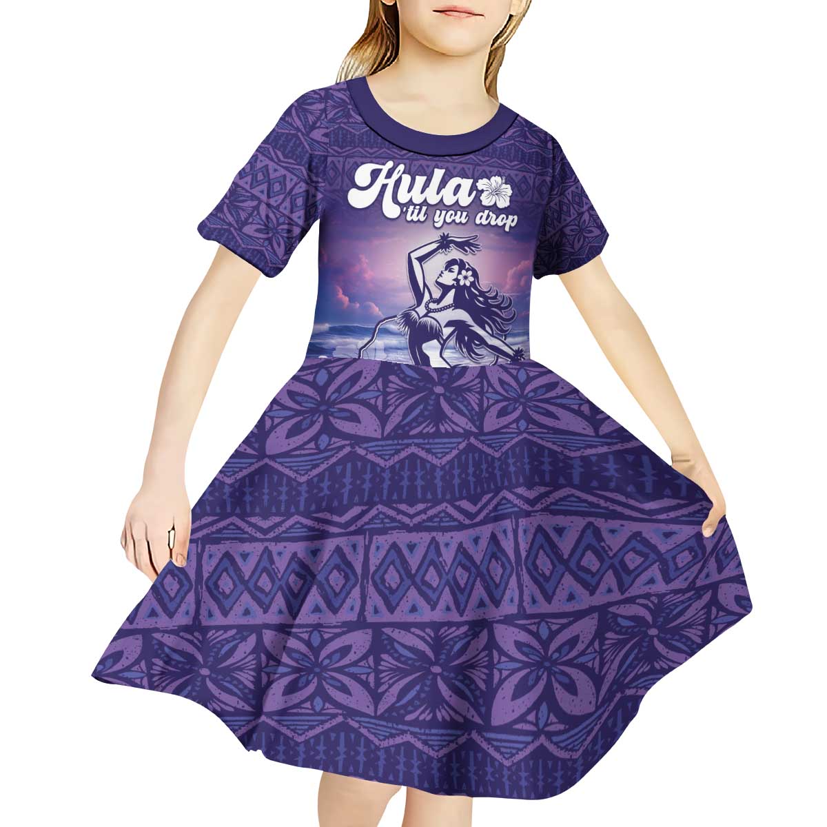 Aloha Hawaii Kauai Island Kid Short Sleeve Dress Hula Till You Drop