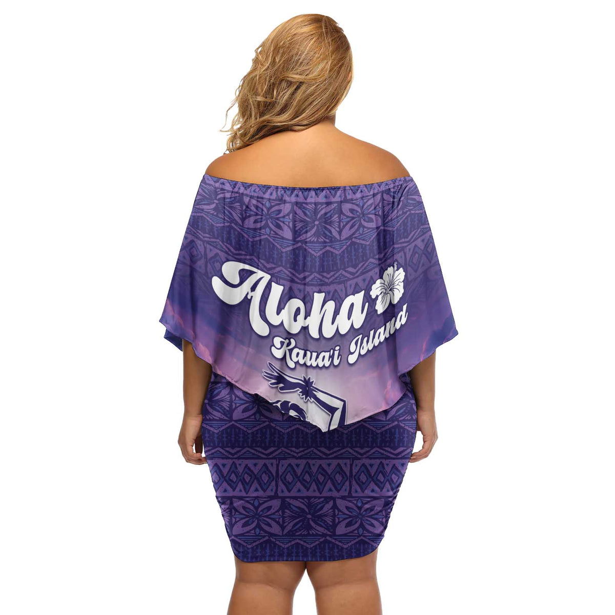 Aloha Hawaii Kauai Island Off Shoulder Short Dress Hula Till You Drop LT05 - Polynesian Pride