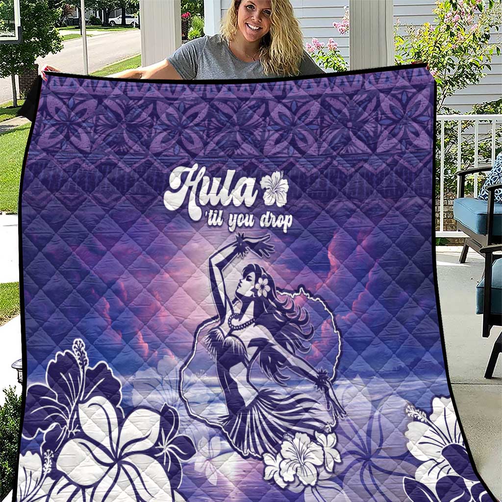 Aloha Hawaii Kauai Island Quilt Hula Till You Drop LT05 Purple - Polynesian Pride