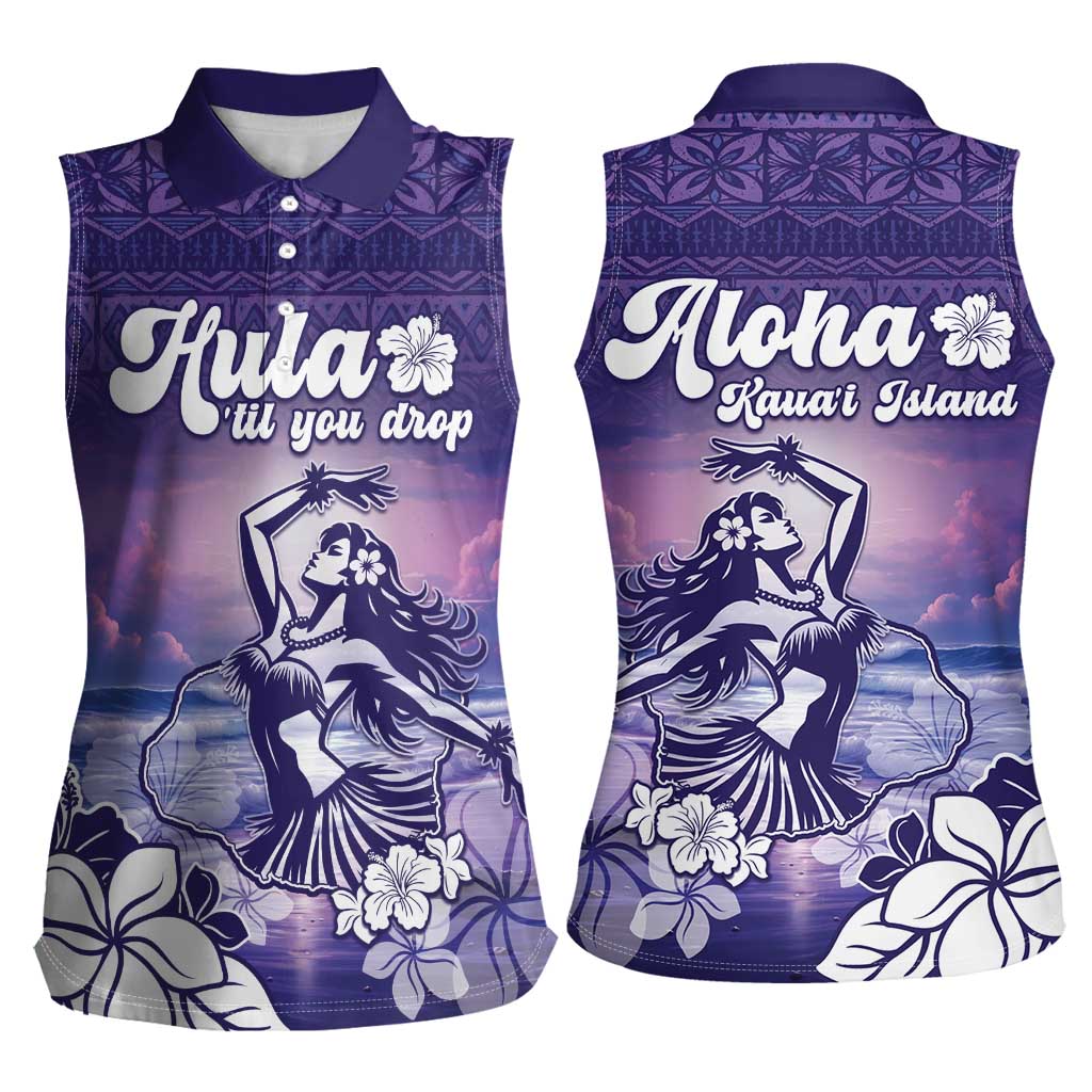 Aloha Hawaii Kauai Island Women Sleeveless Polo Shirt Hula Till You Drop LT05 - Polynesian Pride