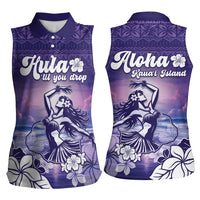 Aloha Hawaii Kauai Island Women Sleeveless Polo Shirt Hula Till You Drop LT05 - Polynesian Pride