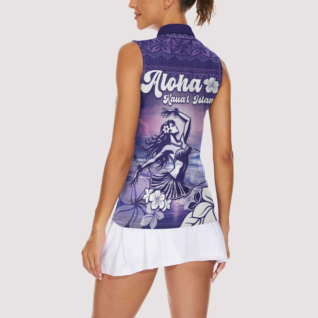 Aloha Hawaii Kauai Island Women Sleeveless Polo Shirt Hula Till You Drop LT05 - Polynesian Pride