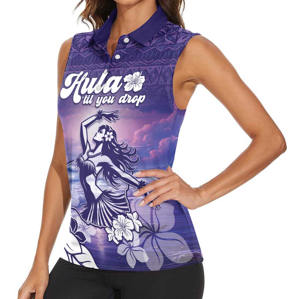 Aloha Hawaii Kauai Island Women Sleeveless Polo Shirt Hula Till You Drop LT05 - Polynesian Pride