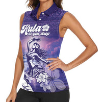 Aloha Hawaii Kauai Island Women Sleeveless Polo Shirt Hula Till You Drop LT05 - Polynesian Pride