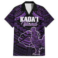 Personalised Hawaii Kauai Island Family Matching Off The Shoulder Long Sleeve Dress and Hawaiian Shirt Rooster Tribal Tattoo Simple Style LT05 Dad's Shirt - Short Sleeve Purple - Polynesian Pride