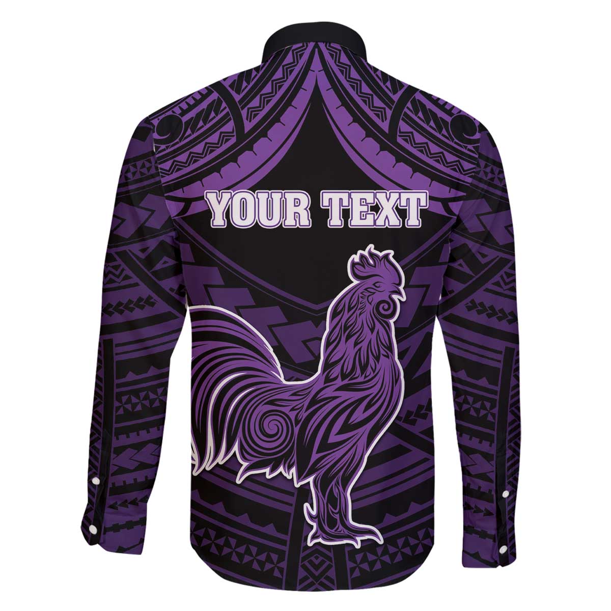 Personalised Hawaii Kauai Island Family Matching Off The Shoulder Long Sleeve Dress and Hawaiian Shirt Rooster Tribal Tattoo Simple Style LT05 - Polynesian Pride