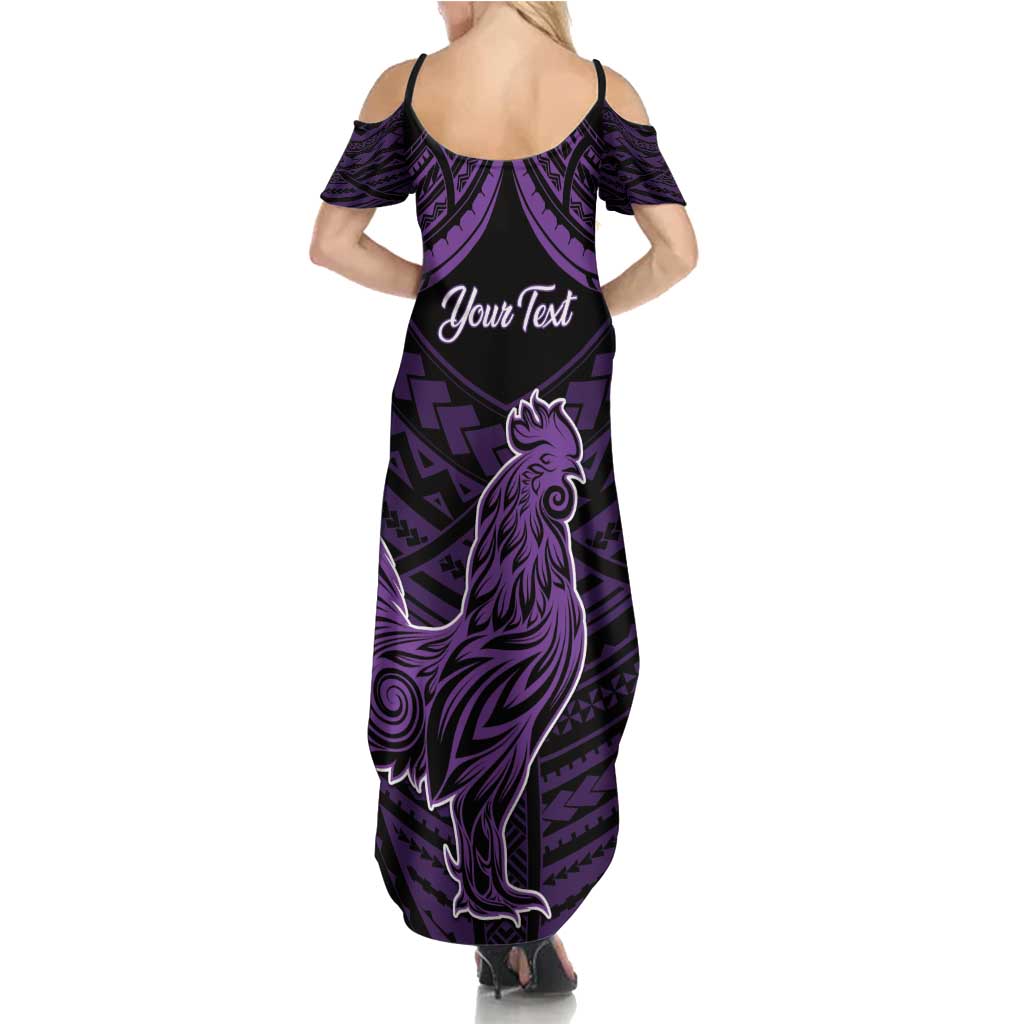 Personalised Hawaii Kauai Island Family Matching Summer Maxi Dress and Hawaiian Shirt Rooster Tribal Tattoo Simple Style LT05 - Polynesian Pride