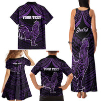 Personalised Hawaii Kauai Island Family Matching Tank Maxi Dress and Hawaiian Shirt Rooster Tribal Tattoo Simple Style LT05 - Polynesian Pride