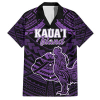 Personalised Hawaii Kauai Island Family Matching Tank Maxi Dress and Hawaiian Shirt Rooster Tribal Tattoo Simple Style LT05 Dad's Shirt - Short Sleeve Purple - Polynesian Pride