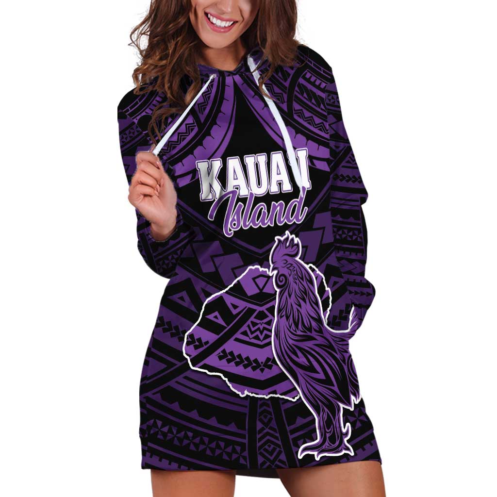 Personalised Hawaii Kauai Island Hoodie Dress Rooster Tribal Tattoo Simple Style LT05 Purple - Polynesian Pride