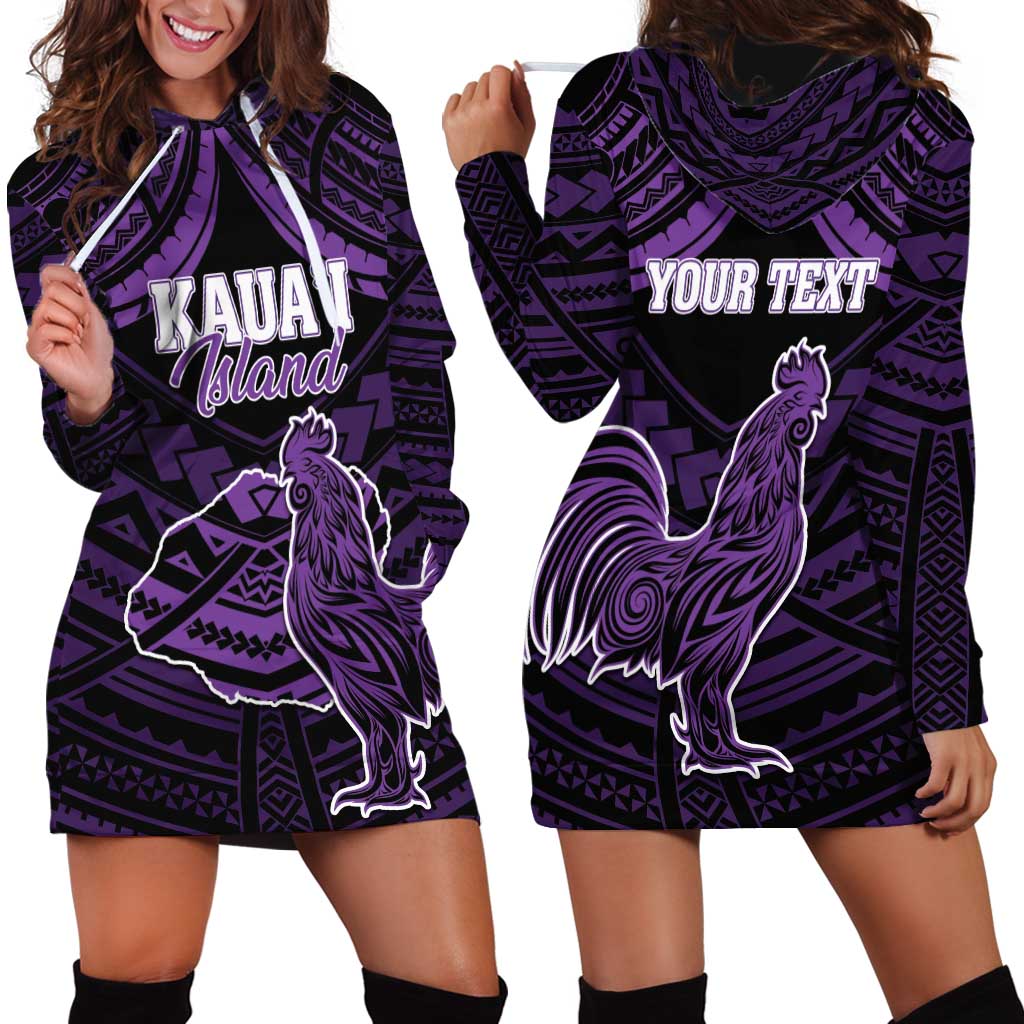 Personalised Hawaii Kauai Island Hoodie Dress Rooster Tribal Tattoo Simple Style LT05 - Polynesian Pride