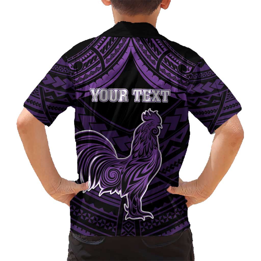 Personalised Hawaii Kauai Island Kid Hawaiian Shirt Rooster Tribal Tattoo Simple Style LT05 - Polynesian Pride
