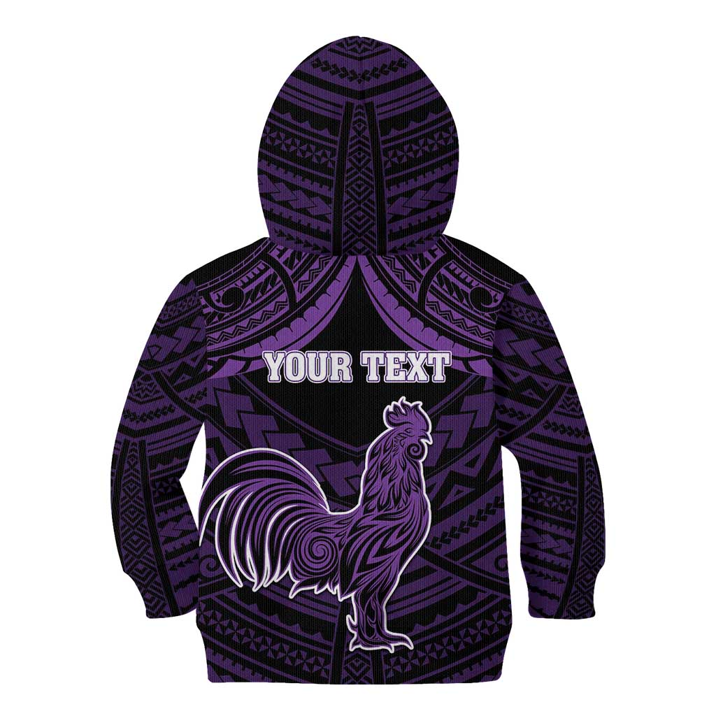 Personalised Hawaii Kauai Island Kid Hoodie Rooster Tribal Tattoo Simple Style LT05 - Polynesian Pride
