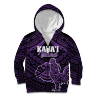 Personalised Hawaii Kauai Island Kid Hoodie Rooster Tribal Tattoo Simple Style LT05 Zip Hoodie Purple - Polynesian Pride