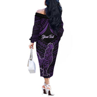 Personalised Hawaii Kauai Island Off The Shoulder Long Sleeve Dress Rooster Tribal Tattoo Simple Style LT05 - Polynesian Pride