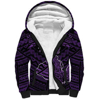 Personalised Hawaii Kauai Island Sherpa Hoodie Rooster Tribal Tattoo Simple Style LT05 Unisex Purple - Polynesian Pride