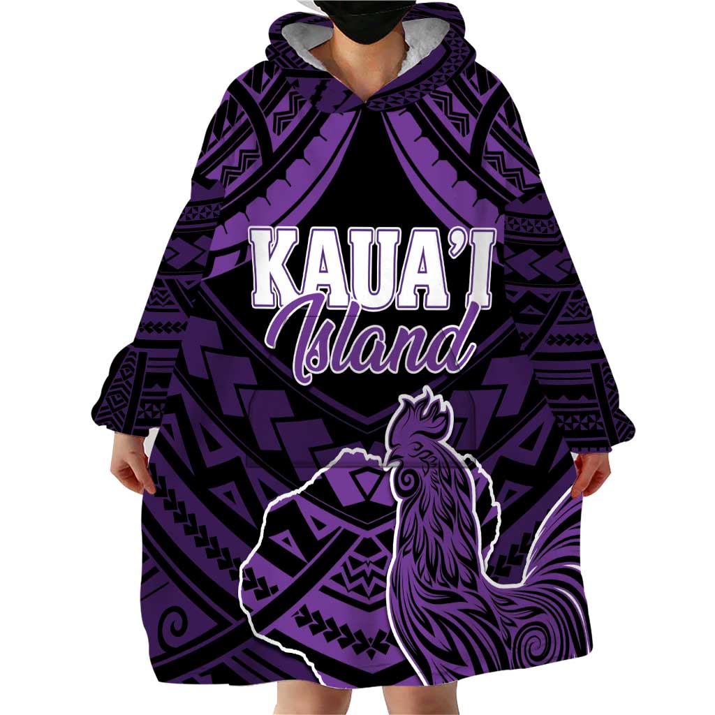 Personalised Hawaii Kauai Island Wearable Blanket Hoodie Rooster Tribal Tattoo Simple Style LT05 - Polynesian Pride