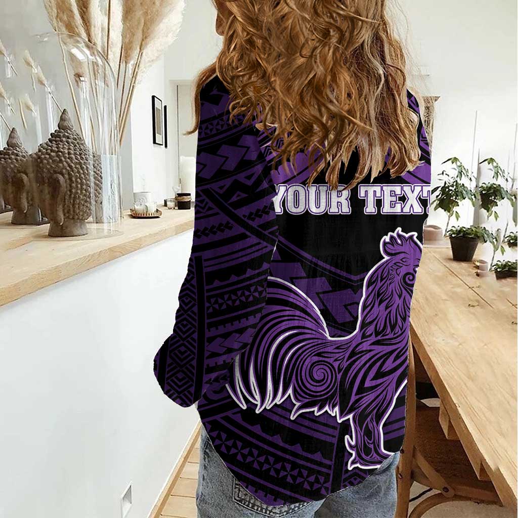 Personalised Hawaii Kauai Island Women Casual Shirt Rooster Tribal Tattoo Simple Style LT05 - Polynesian Pride
