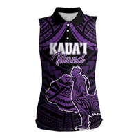 Personalised Hawaii Kauai Island Women Sleeveless Polo Shirt Rooster Tribal Tattoo Simple Style LT05 Female Purple - Polynesian Pride