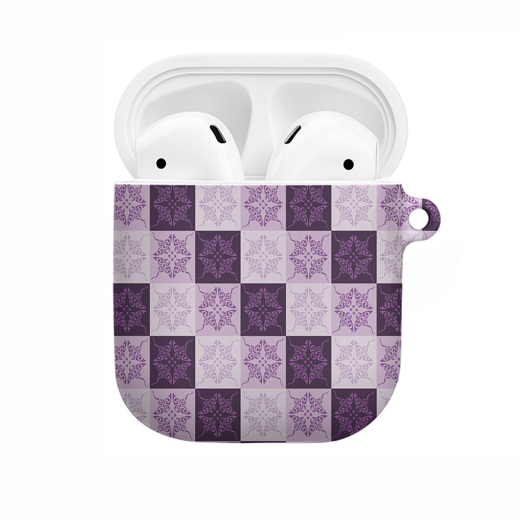 Lavender Manta Ray Hawaiian Quilt Motif AirPods Case LT05 Purple - Polynesian Pride