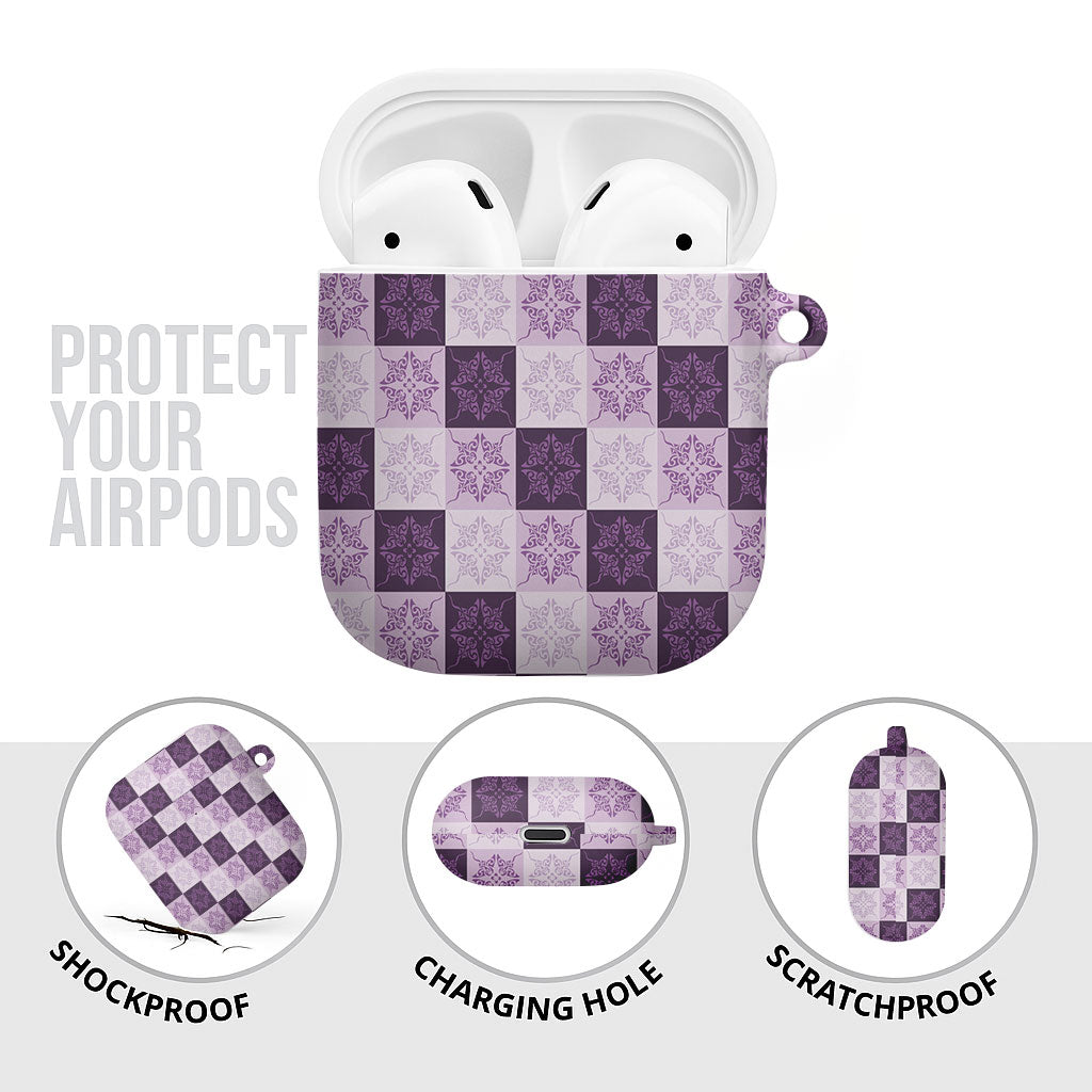 Lavender Manta Ray Hawaiian Quilt Motif AirPods Case LT05 - Polynesian Pride