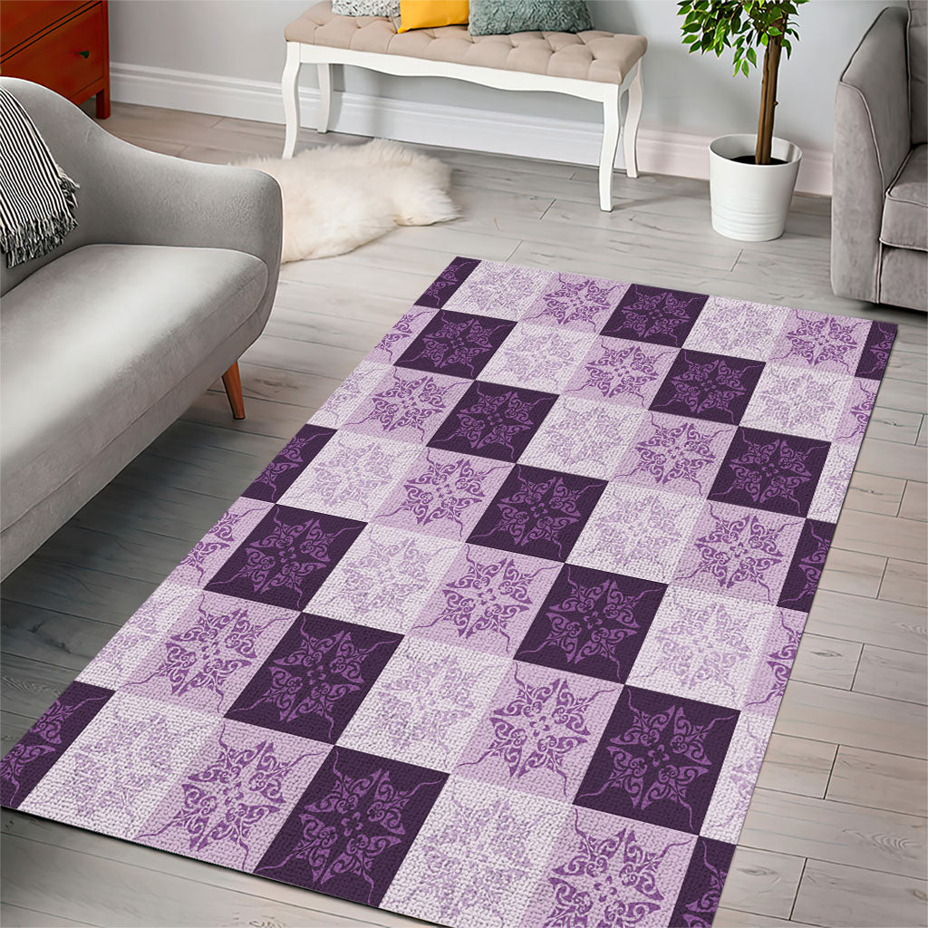 Lavender Manta Ray Hawaiian Quilt Motif Area Rug LT05 - Polynesian Pride