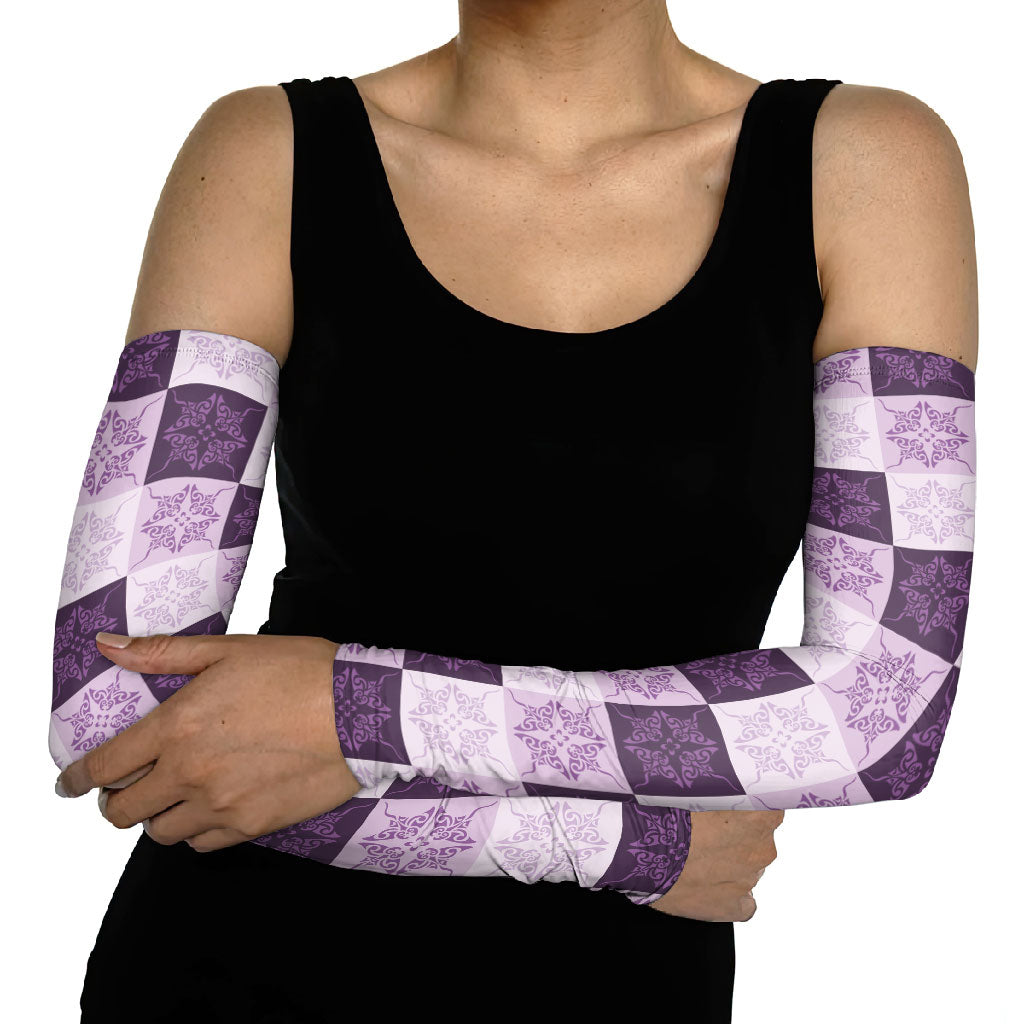 Lavender Manta Ray Hawaiian Quilt Motif Arm Sleeves LT05 - Polynesian Pride