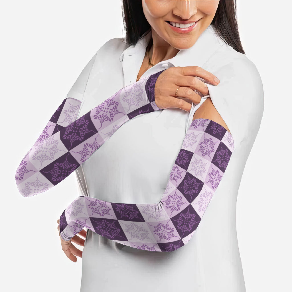 Lavender Manta Ray Hawaiian Quilt Motif Arm Sleeves LT05 - Polynesian Pride