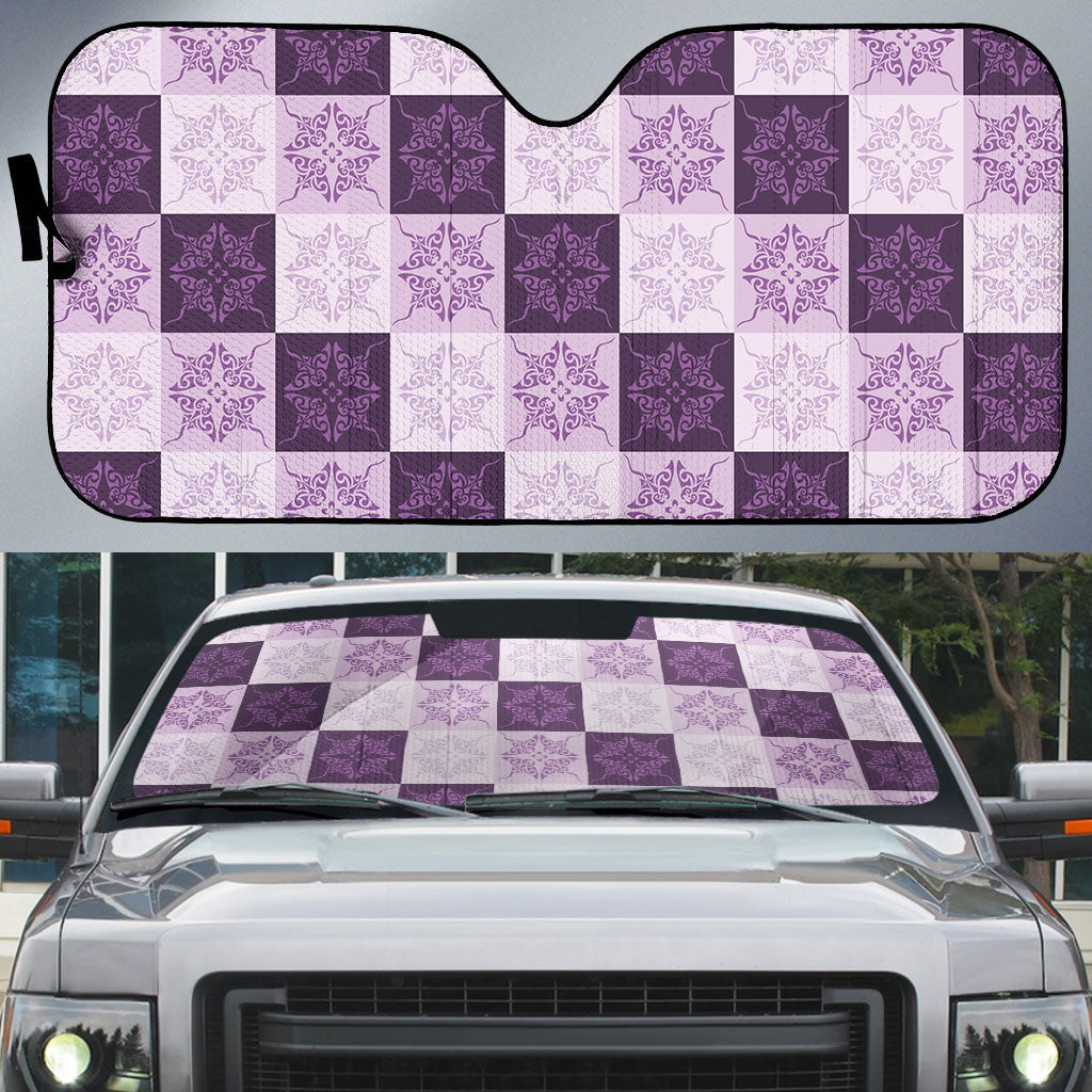 Lavender Manta Ray Hawaiian Quilt Motif Auto Sun Shade LT05 Purple - Polynesian Pride