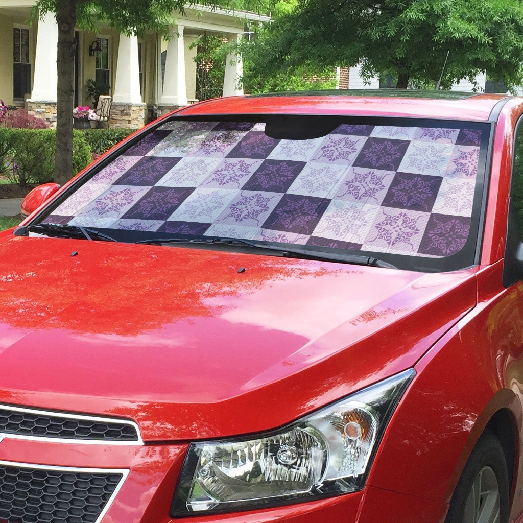 Lavender Manta Ray Hawaiian Quilt Motif Auto Sun Shade LT05 - Polynesian Pride