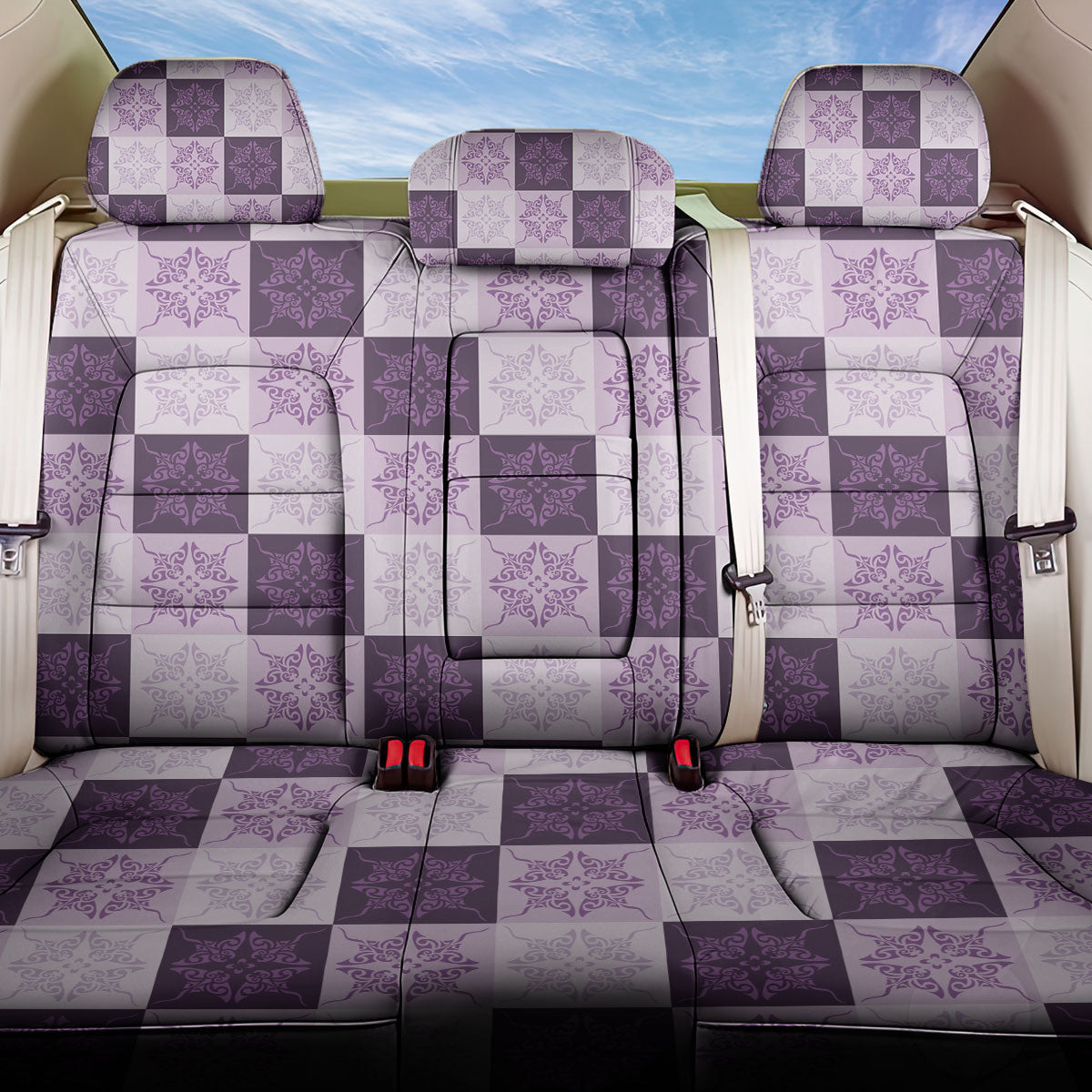 Lavender Manta Ray Hawaiian Quilt Motif Back Car Seat Cover LT05 One Size Purple - Polynesian Pride