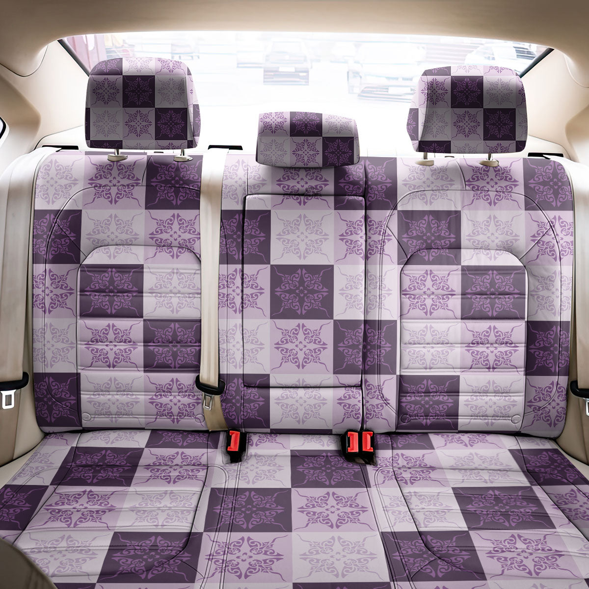 Lavender Manta Ray Hawaiian Quilt Motif Back Car Seat Cover LT05 - Polynesian Pride