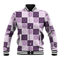 Lavender Manta Ray Hawaiian Quilt Motif Baseball Jacket LT05 Unisex Purple - Polynesian Pride
