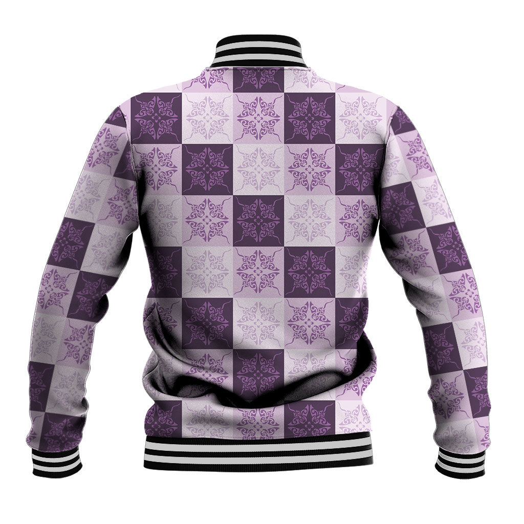 Lavender Manta Ray Hawaiian Quilt Motif Baseball Jacket LT05 - Polynesian Pride