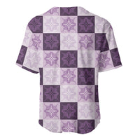 Lavender Manta Ray Hawaiian Quilt Motif Baseball Jersey LT05 - Polynesian Pride