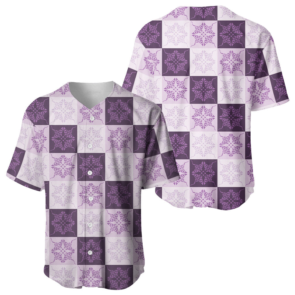 Lavender Manta Ray Hawaiian Quilt Motif Baseball Jersey LT05 - Polynesian Pride