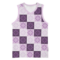 Lavender Manta Ray Hawaiian Quilt Motif Basketball Jersey LT05 Unisex Purple - Polynesian Pride