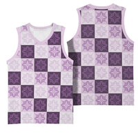 Lavender Manta Ray Hawaiian Quilt Motif Basketball Jersey LT05 - Polynesian Pride