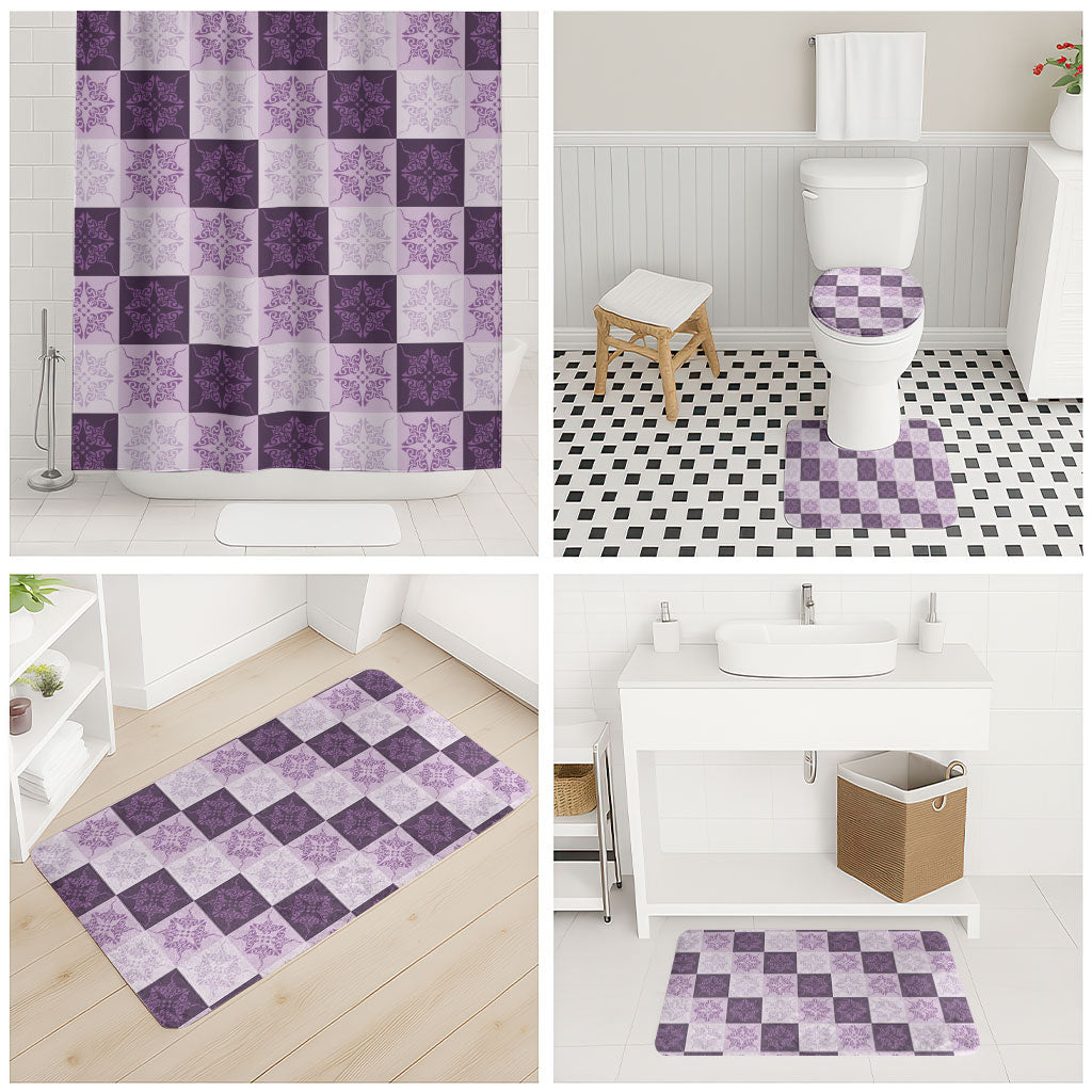 Lavender Manta Ray Hawaiian Quilt Motif Bathroom Set LT05 - Polynesian Pride